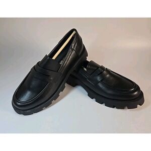 Black Patent Slip On Chunky Heel Penny Loafer Dream Pairs Shoes Women Sz 9.5